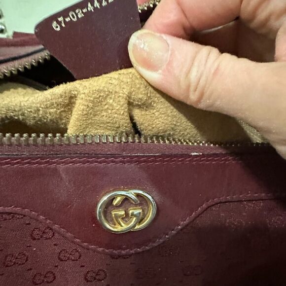 Gucci burgundy Gg canvas golden logo Boston bag - Picture 14 of 16